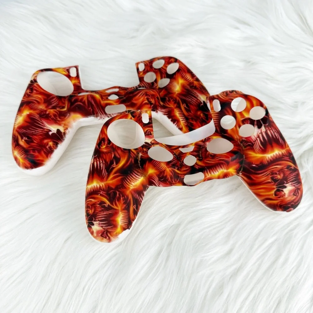PS4 Controller Silicone Skins Bundle of 2 Red Skull
